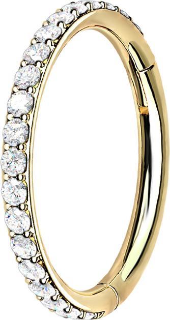 Produktbild Star Piercing Micro Segmentring klappbar vergoldet seitlich Kristalle silber (ohne Messing, Chirurgenstahl 316L)