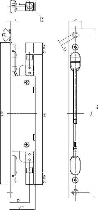 Produktbild Magni Format 4016753125453 – Kantriegel 9220 Stulp 285 x 22 mm verz.