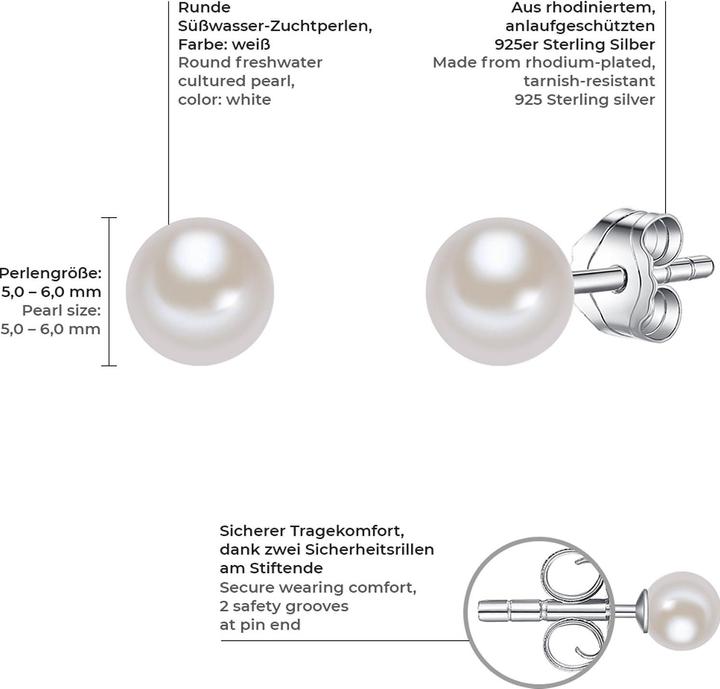 Produktbild Valero Pearls Damen Sterling Silber Süsswasser-Zuchtperle silber - 2930 (925er Silber, Perle)