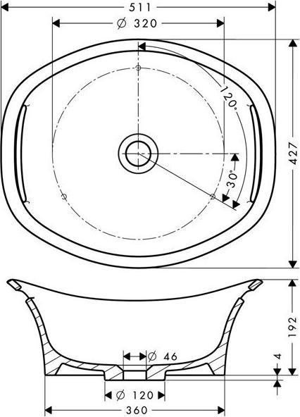 Actual product image Axor URQUIOLA wash basin Countertop basin 511mm alpine white (427 mm, 511 mm)