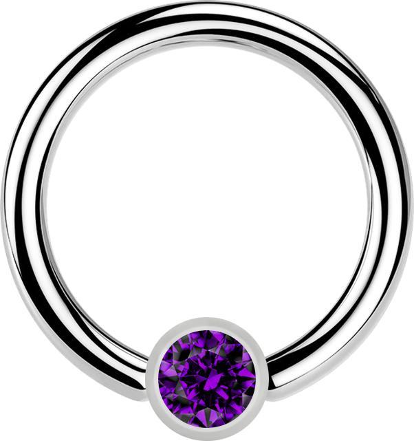 Actual product image Star Piercing Micro Ball Closure Ring silver and crystal purple (Surgical steel 316L, without brass)