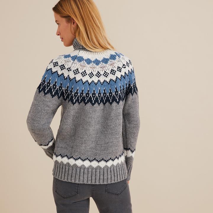 Produktbild Anne Weyburn Grobstrickpullover mit Jacquardmuster und Rollkragen (34)