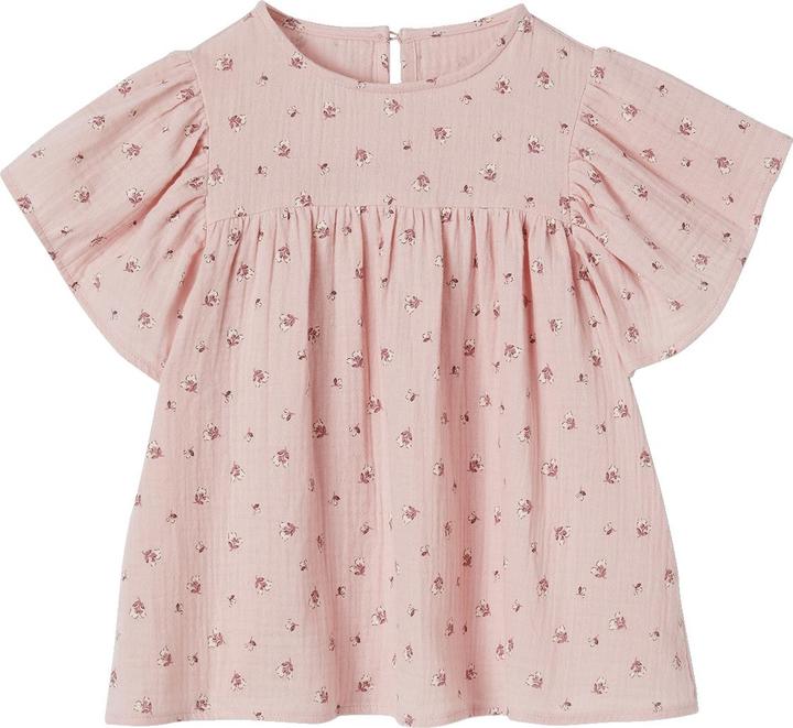 Actual product image Vertbaudet Girls' blouse with butterfly sleeves, organic cotton (98)