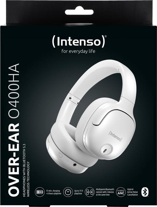 Produktbild Intenso O400HA Over-Ear Kopfhörer - Hybrid Active Noise Cancelling, bis zu 75 Stunden Laufzeit und B (ANC, 75 h, Kabellos)