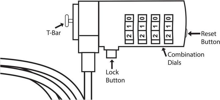 Image du produit Verrou pour ordinateur portable, 1,5m, number lock