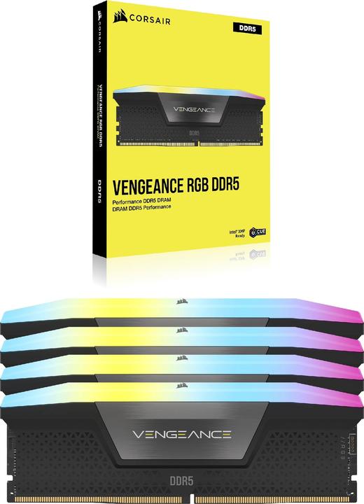 Actual product image Corsair DDR5, 6000MT/s 96GB 4x24GB DIMM, Unbuffered, 30-36-36-76, Std PMIC, XMP 3.0, VENGEANCE RGB DDR5 Blac (4 x 24GB, 6000 MHz, DDR5 RAM, DIMM)