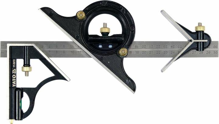 Produktbild Yato Multifunktionswinkel 300mm Kombinationswinkel mit Anschlagwinkel Gegenläufige Skala Präzisionswinkel