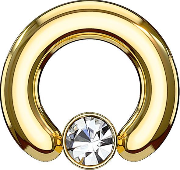 Immagine prodotto Star Piercing Anello di chiusura disco placcato oro cristallo argento (Acciaio chirurgico 316L, senza ottone)
