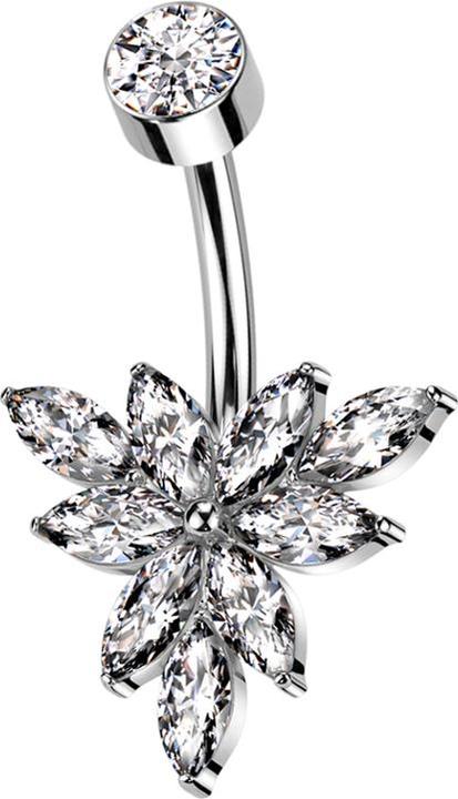 Immagine prodotto Star Piercing Banane Innengewinde silber mit Zylinder silber Kristall silber und Dreieck Ovale Kristalle silber (senza ottone, Titanio G23)