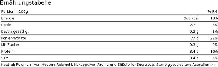Valori nutrizionali e ingredienti Io.Genix Crema di riso (Stracciatella, 1 pz., 1000 g)
