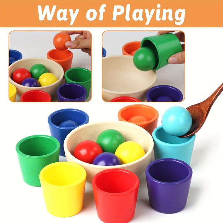 Produktbild Activity Board Hölzerne Regenbogen Ball Farbe Matching Spielzeug, Sortieren Spiel Spielzeug, Farbe Matching und