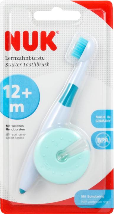 Image du produit NUK Brosse à dents d'apprentissage, avec anneau de protection, pour un soin sûr des premières dents (Souple, 1 x)