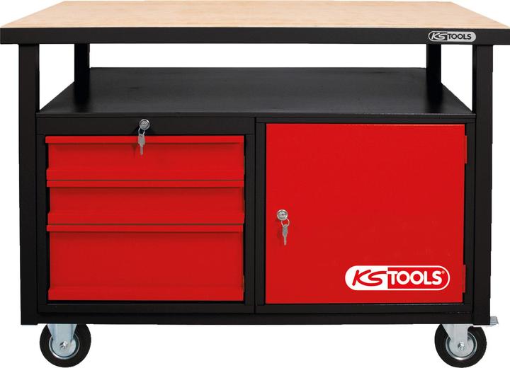 KS Tools Mobile workbench with 3 drawers and 1 door (120 cm, 60 cm)