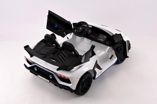 Produktbild Es-toys Elektro Kinderfahrzeug “Lamborghini Aventador SVJ Xago 2 Sitzer” – lizenziert -MP3, Ledersit (12 V)