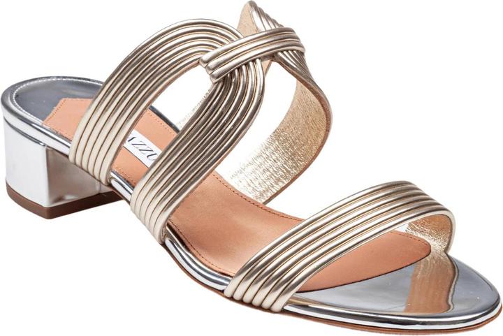 Produktbild Aquazzura mule esencia 35 in laminated leather color light gold/silver (37)