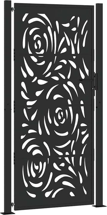 Produktbild VidaXL Gartentor Schwarz 105x205 cm Stahl Flammen-Design Zauntor Outdoor Tor