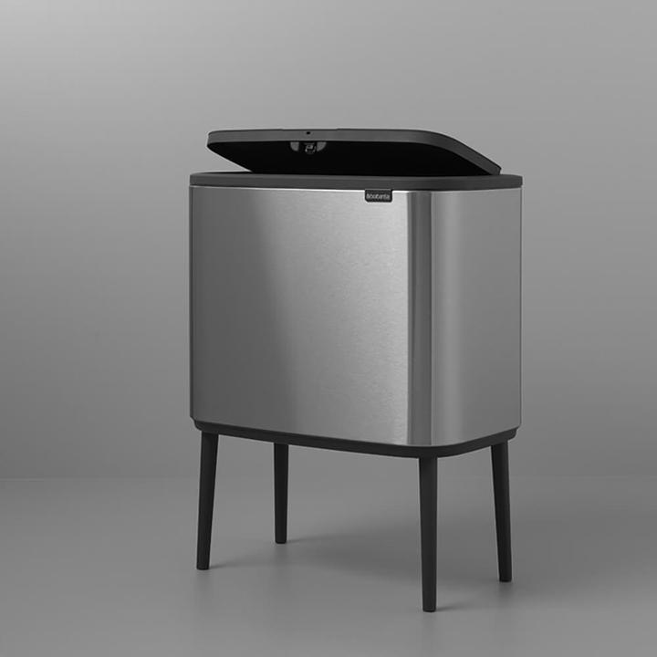 Actual product image Brabantia Waste bin for separation with button, silver (31 62 27) (34 l)