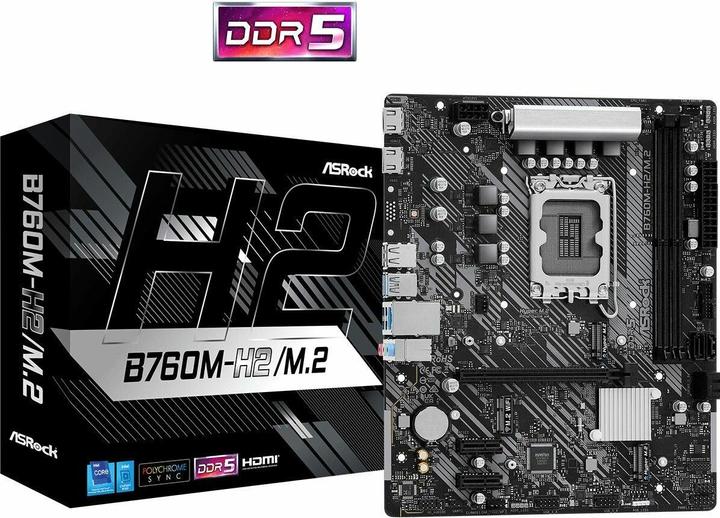 Actual product image AsRock B760M-H2/M.2 moederbord (LGA 1700, Intel B760, mATX)