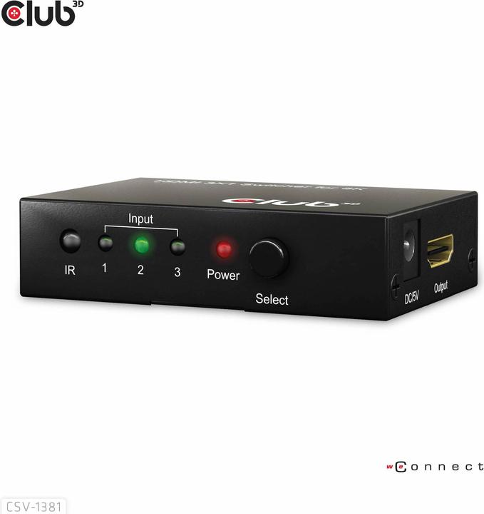 Actual product image Club 3D Club3D HDMI Switchbox 3 inputs -> 1 output 8K60Hz UHD retail