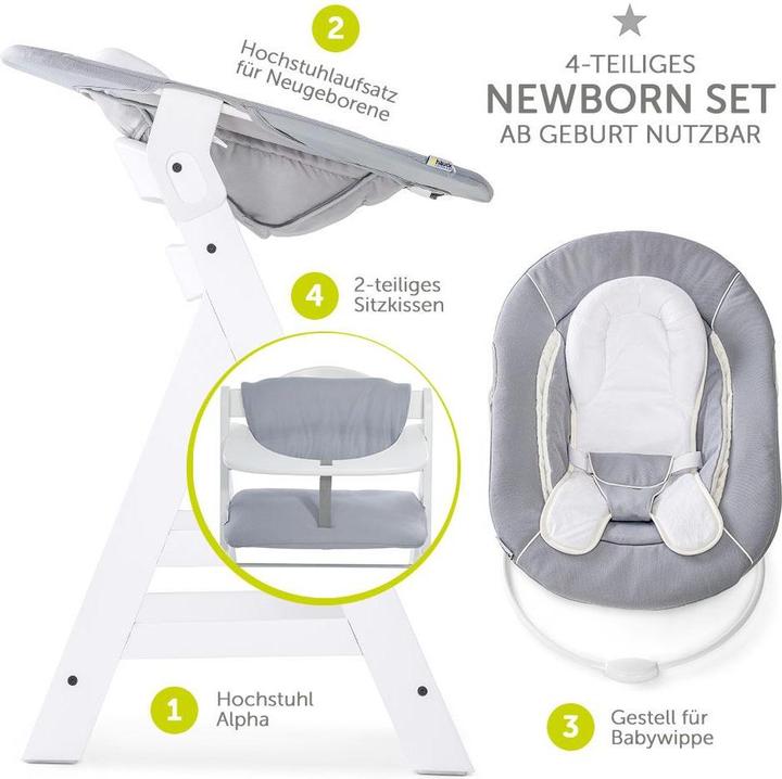 Actual product image Hauck Highchairs Alpha Plus White Newborn Set - 4-piece highchair + (Highchair)