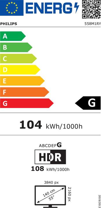 Energie-Label Philips 558M1RY/00 (3840 x 2160 Pixel, 55")