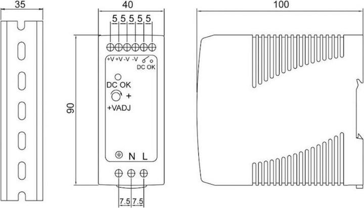 Actual product image MeanWell DIN rail power supply unit (DIN rail)