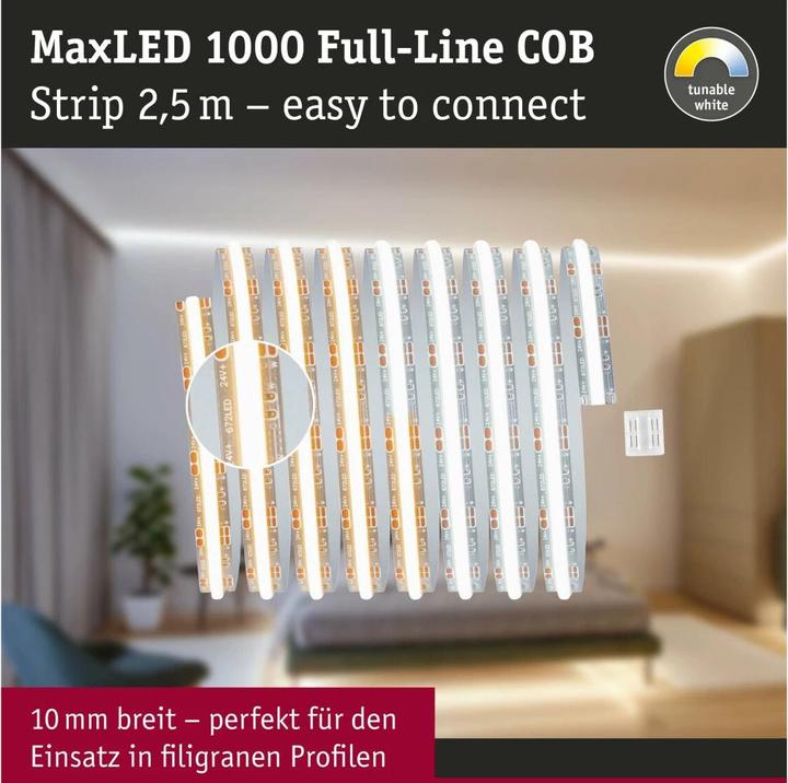 Image du produit Paulmann Bande COB MaxLED 1000 Full-Line (Blanc froid, Blanc chaud, Blanc neutre, 250 cm, Intérieur)