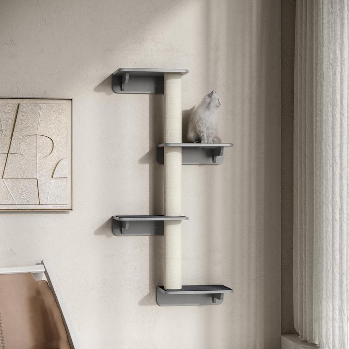 Image du produit Jamb Arbre à chat mural (137 cm, Gris clair+Beige)