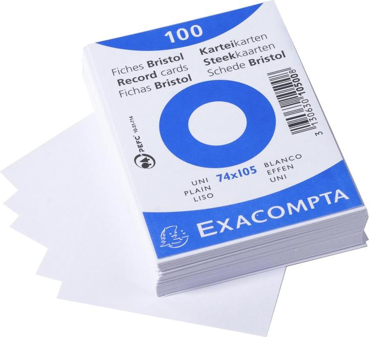 Actual product image Exacompta Index card Format of card: DIN A7 Design of ruling: blank (74 x 105 mm, 205 g/m², 100 x)