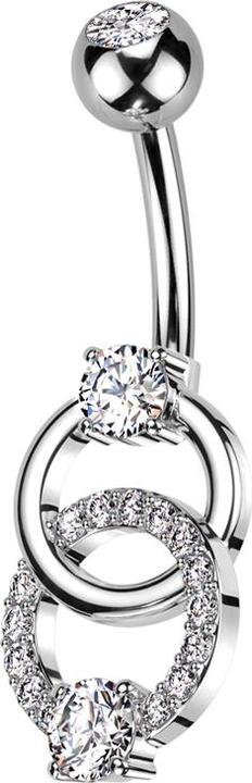 Actual product image Star Piercing Banana silver with ball silver crystal silver and double ring with crystals silver (Surgical steel 316L, Brass)