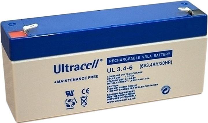 Produktbild Ultracell Akku, Bleisäure, 6V, 3.4Ah, Flachsteckzunge, 4.8 mm (6 V, 3.40 Ah)