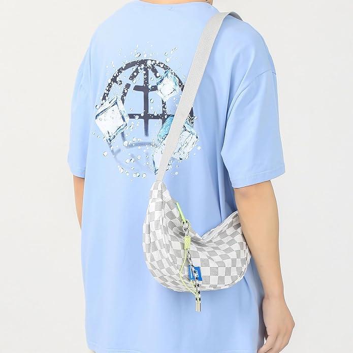 Produktbild Only-Bags.Store Chic Plaid Canvas Crossbody Bag - grosse Kapazität Knödel Stil mit Nylon-Futter & Zip-Verschluss