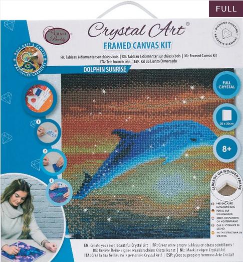 Produktbild Craft Buddy Delphin Sonnenaufgang, Bild 30x30cm Crystal Art