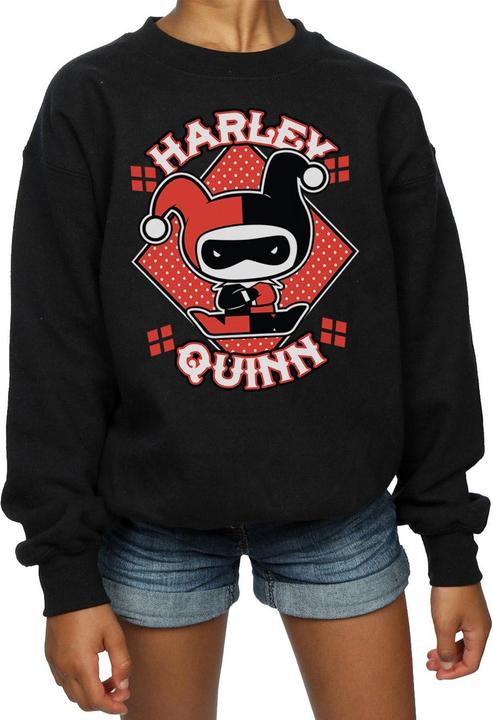 Actual product image Girls Chibi Harley Quinn Badge Sweatshirt (152, 158)