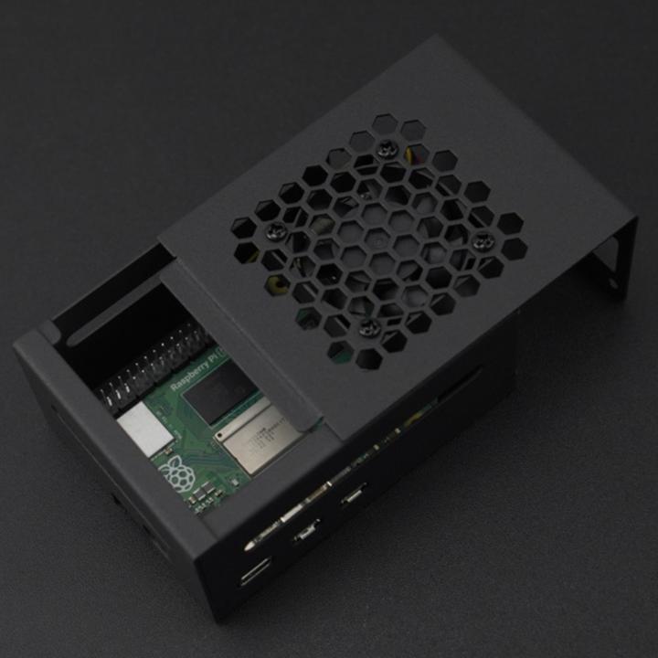 Actual product image DFRobot Raspberry Pi 5 metal housing with heat sink and silent fan