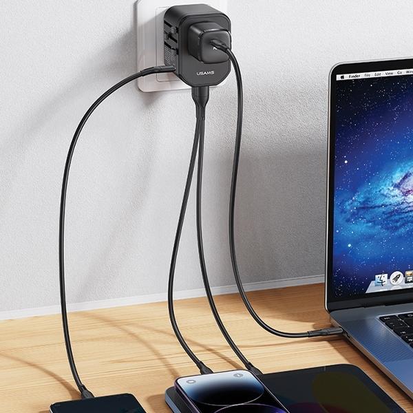 Actual product image Usams T59 Travel Charger with 20W Dual USB-A + Type-C