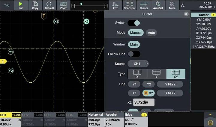 Produktbild Voltcraft DOV704 Digital-Oszilloskop 70 MHz 4-Kanal 1.25 GSa/s 50 Mpts 12 Bit D (CAT II)