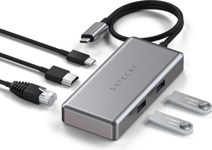 Actual product image Satechi USB-C Alu Multiport Hub for Chromebook (USB-C, 7 Ports)