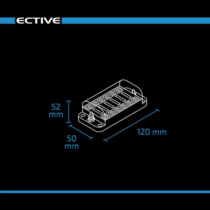 Actual product image Ective Car flat fuse strip with negative connection for 6 fuses 20A/32V DC screw connection