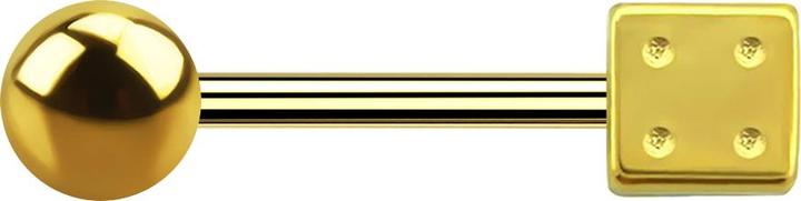 Produktbild Star Piercing Barbell vergoldet mit Kugel und Würfel (ohne Messing, Chirurgenstahl 316L)