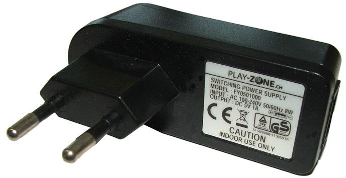 Actual product image Play-Zone Power supply AC/DC adapter 5V DC 1000mA USB