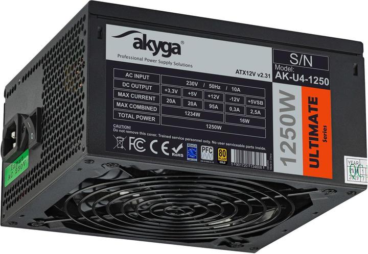 Produktbild Akyga Ultimate ATX Power Supply 1250W AK-U4-1250 80 PLUS Gold bitcoin miner (1250 W)