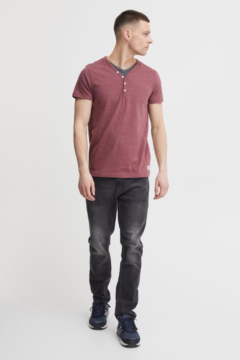 Actual product image Solid Dorian Men's T-Shirt Short Sleeve Shirt Tee With Grandad-Neck (3XL)