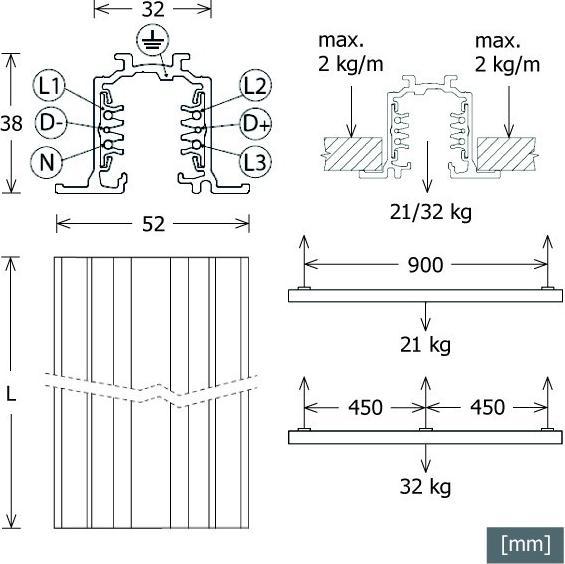 Actual product image LTS Flush-mounted track L 1 m white ST-E 10/9000-1-R