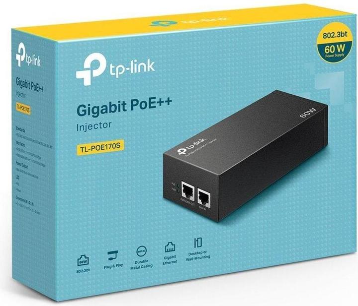 Produktbild TP-Link POE170S - TL- Gigabit PoE-Injektor, 802.3af/at/bt, 60W (802.3at (PoE+), 802.3af (PoE), 802.3bt (PoE++), 60 W)