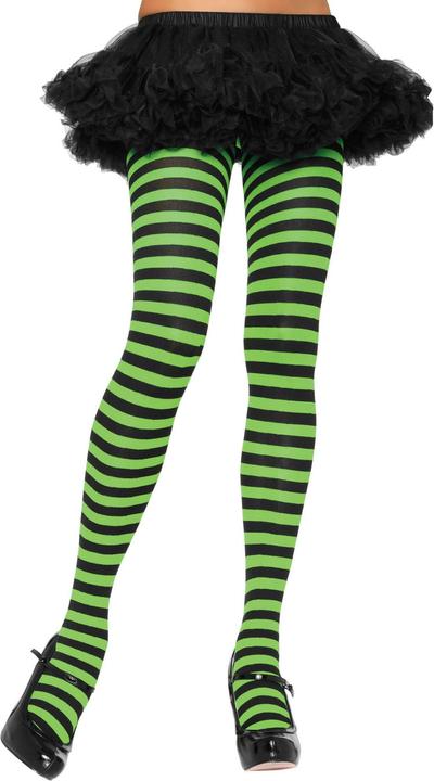 Produktbild Leg Avenue Ringelstrumpfhose schwarz-hellgrün (One Size)