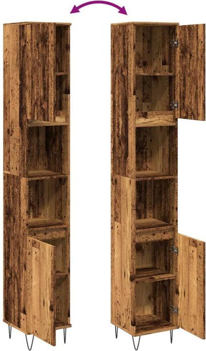 Produktbild VidaXL Badschrank Hochschrank Badezimmerschrank Badmöbel Schrank Altholz-Optik (30 x 30 x 190 cm)