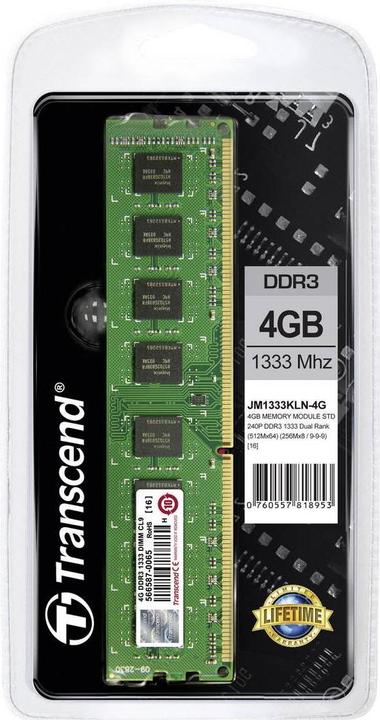 Immagine prodotto Transcend JetRAM DDR3 (1 x 4GB, 1333 MHz, DDR3-RAM, DIMM)