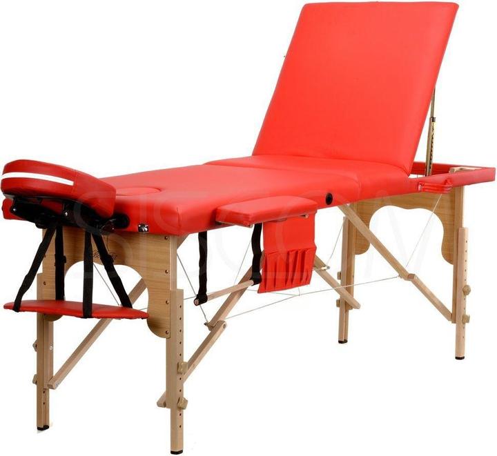 Body Fit 3 sections massage bed red + accessories + bag free (458)