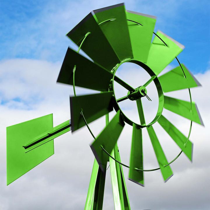 Produktbild Wiltec Windrad mit 245cm Höhe Windmühle in Grün Windspiel Gartendeko Rankhilfe
